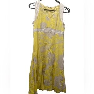 Yellow and beige gorgeous floral dress with slip liner